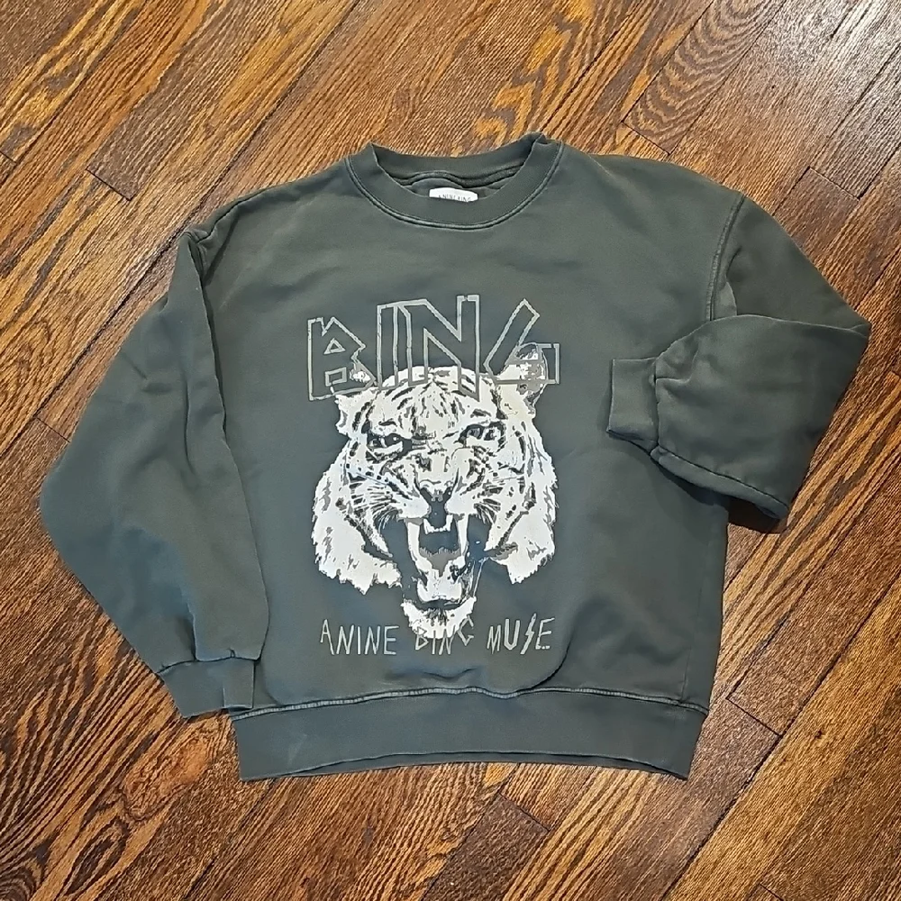 Anine Bing Green Tiger Sweatshirt Medium - Picture 4 of 7